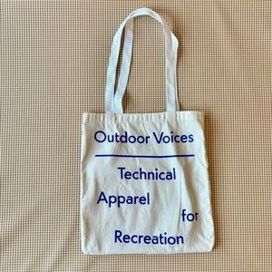 OUTDOOR VOICES Beige blue reusable shopping tote. Technical apparel Recreation